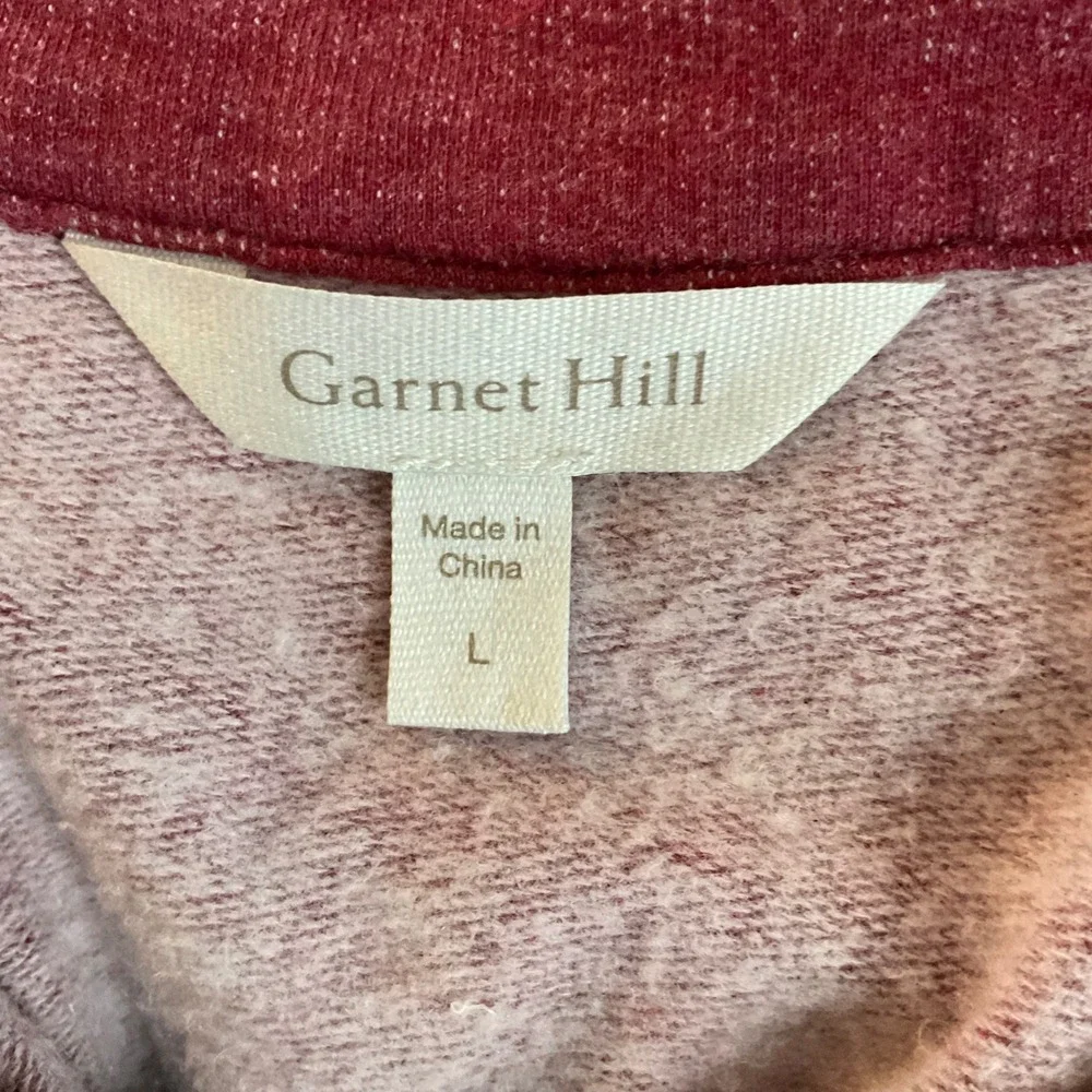 Garnet Hill Mens French Terry Quarter-Zip Sweatshirt Heathered Red  Large cozy